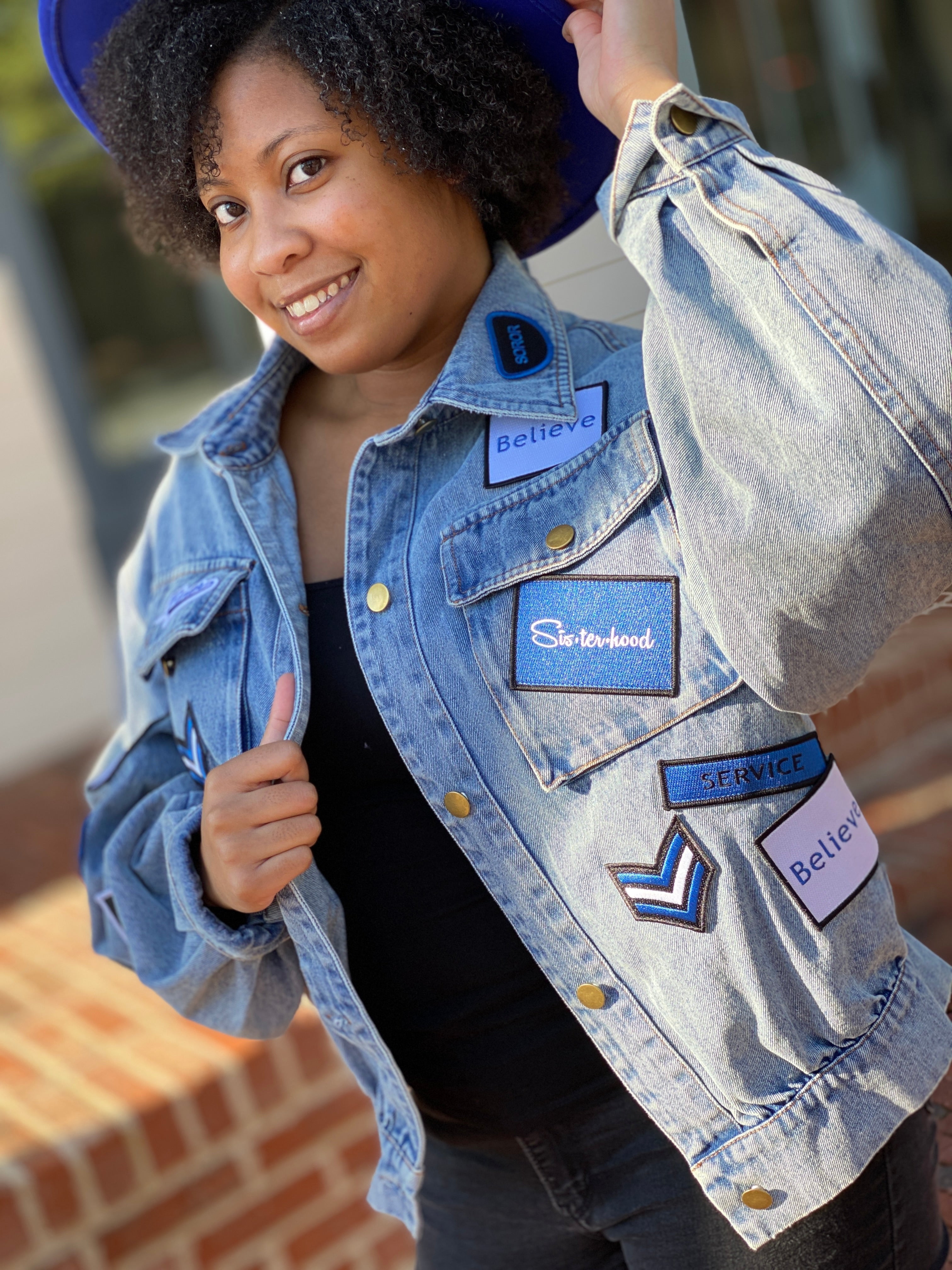 Denim Jacket- Multi Patch- Zeta Phi Beta