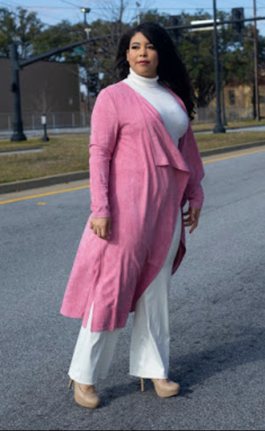 Faux Suede Mauve Sweater Duster-Jack and Jill