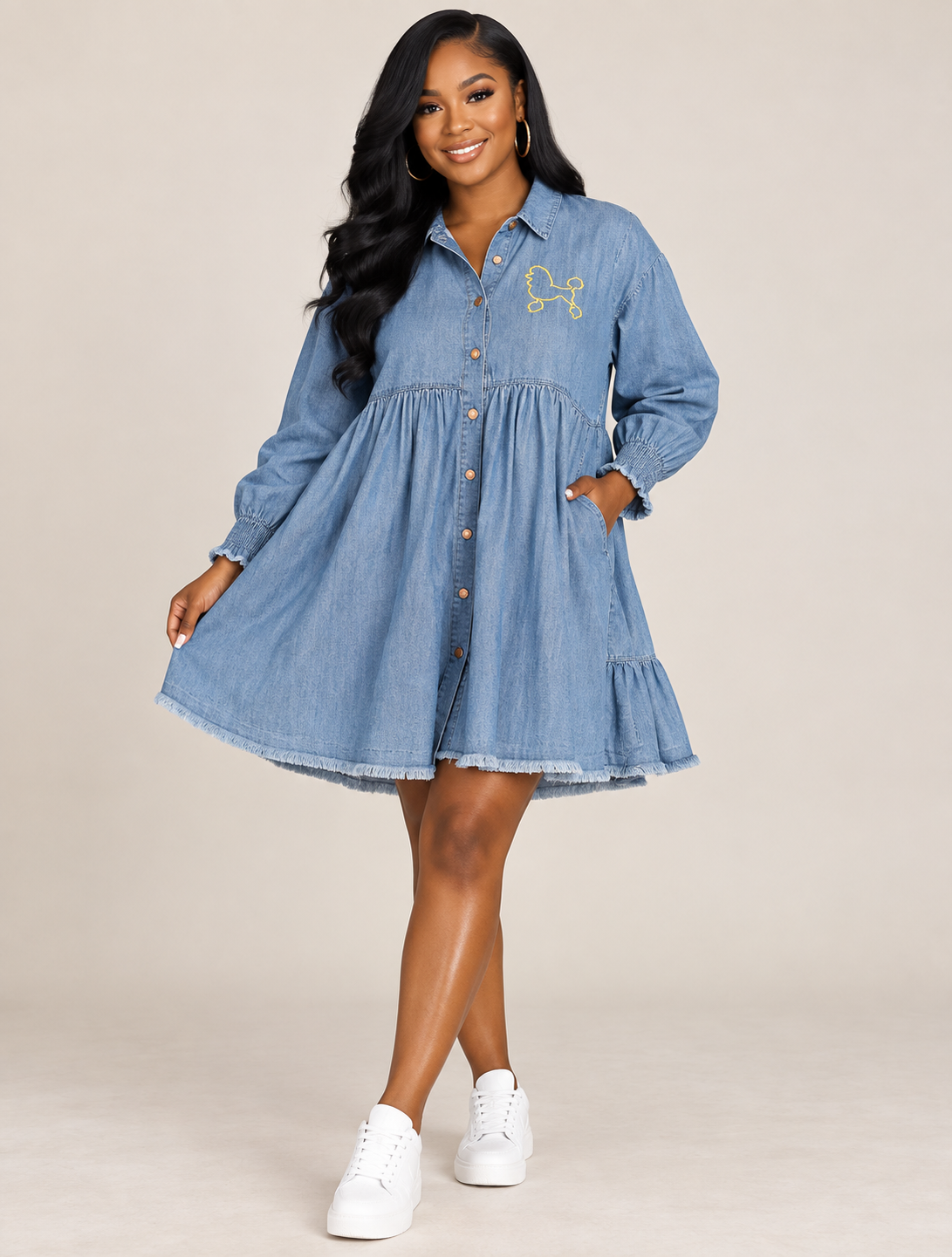 Poodle Denim Dress