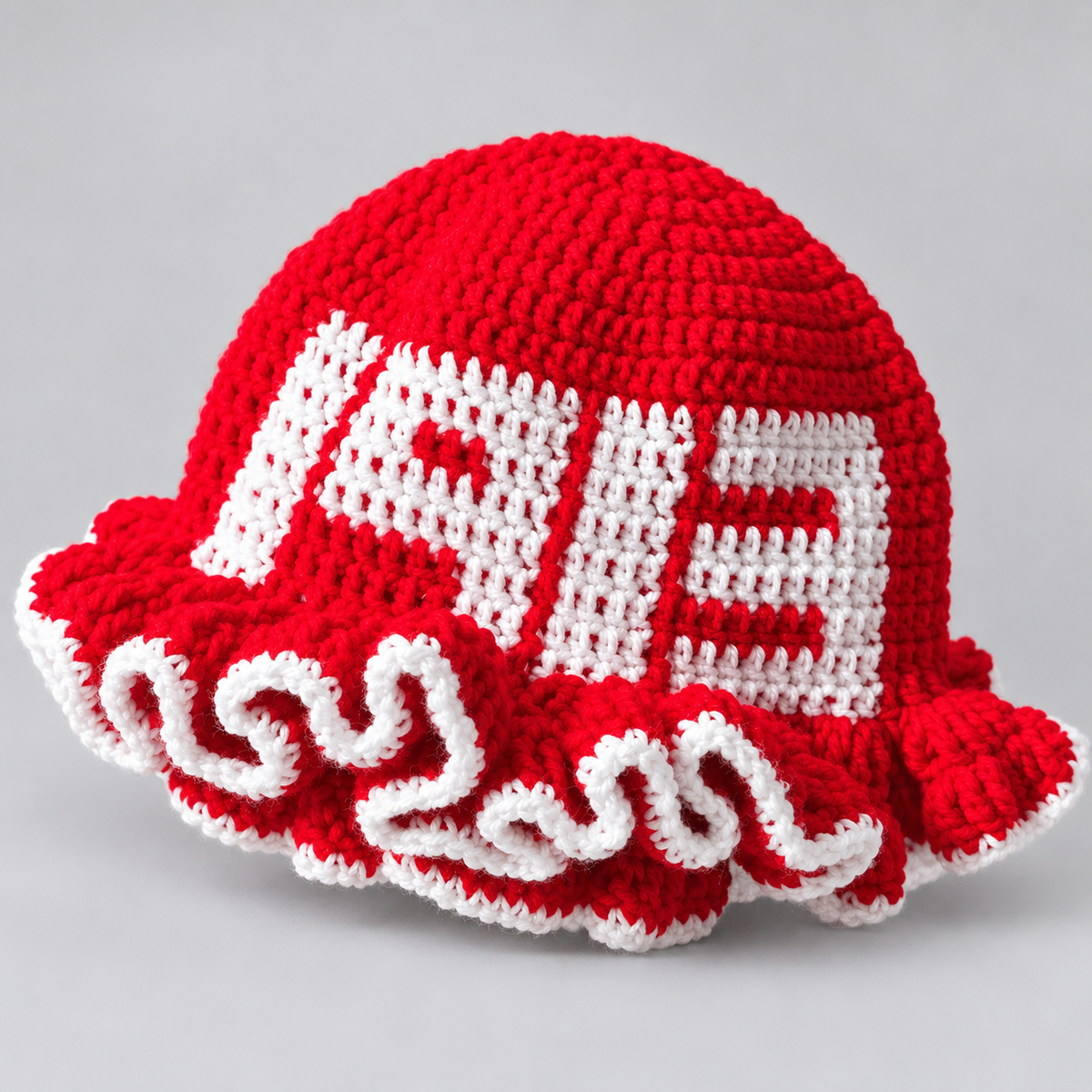 Delta crochet ruffle hat