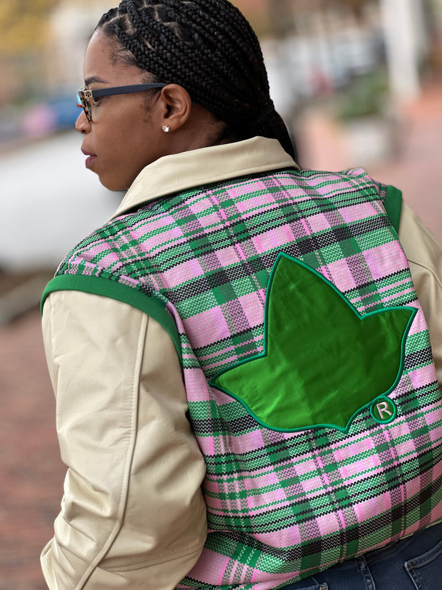 AKA VARSITY JACKET- LEATHER SLEEVES. Preorder. Ships by 12/10