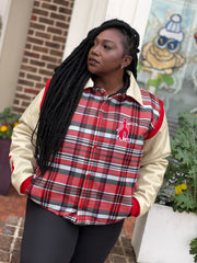 DELTA VARSITY JACKET- LEATHER SLEEVES Preorder. Ships by 12/10