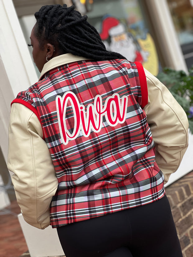 DELTA VARSITY JACKET- LEATHER SLEEVES Preorder. Ships by 12/10