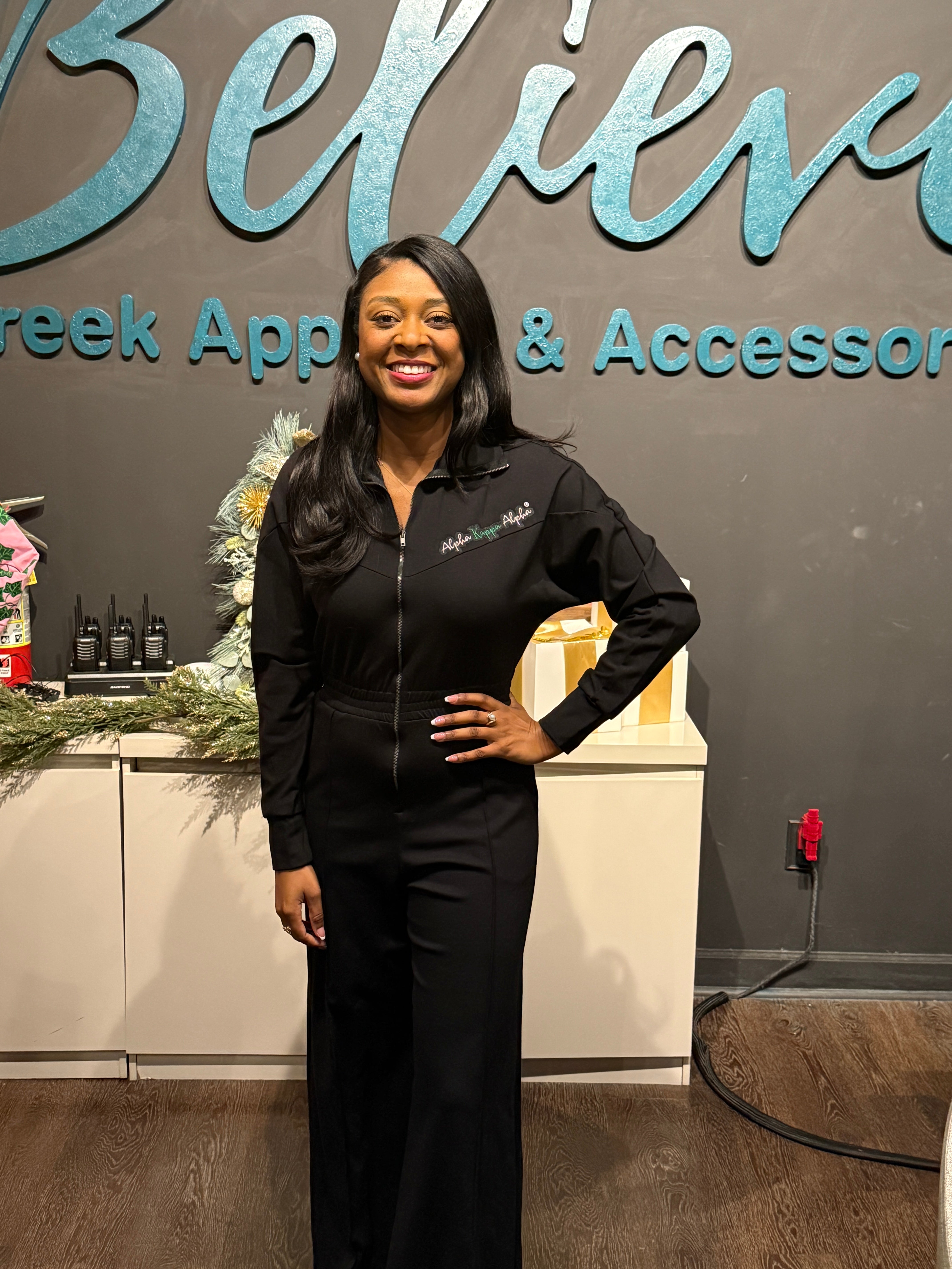 AKA Ponte Script Jumpsuit