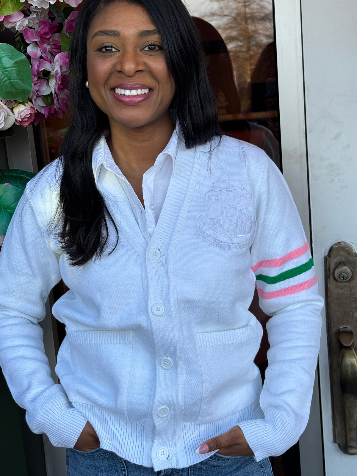 LIBERAL ARTS GRAFFITI CARDIGAN White 2