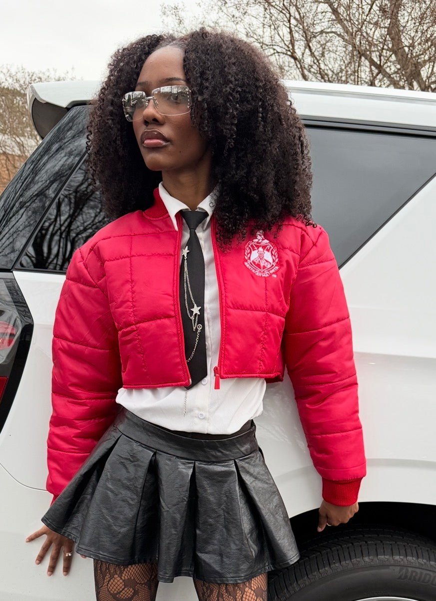 Delta  cropped bomber jacket