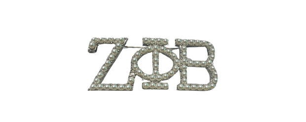 Zeta Pearl Lettered Brooch