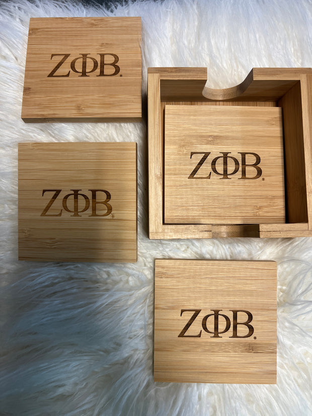 Zeta Wood  Coaster sets- 4pc