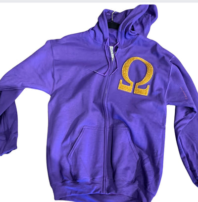 Zip Hoodie Pullover- OMEGA Chenille Patch