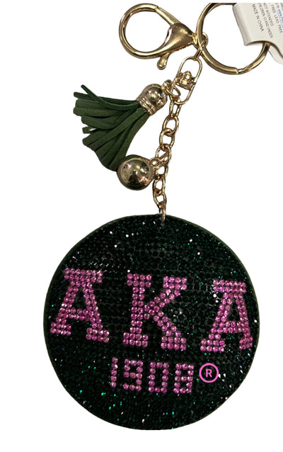 AKA Rhinestone purse charm/ key chain