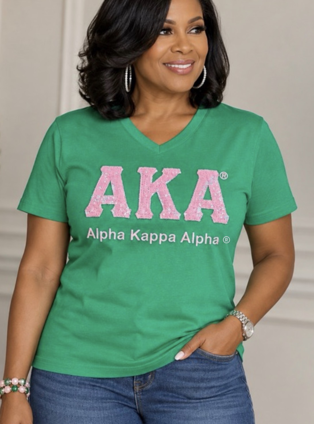 AKA sequins lettered  Tshirt
