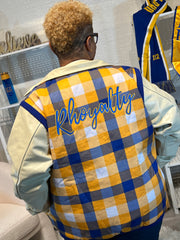 SGRHO VARSITY JACKET- LEATHER SLEEVES Preorder ships by 12/10