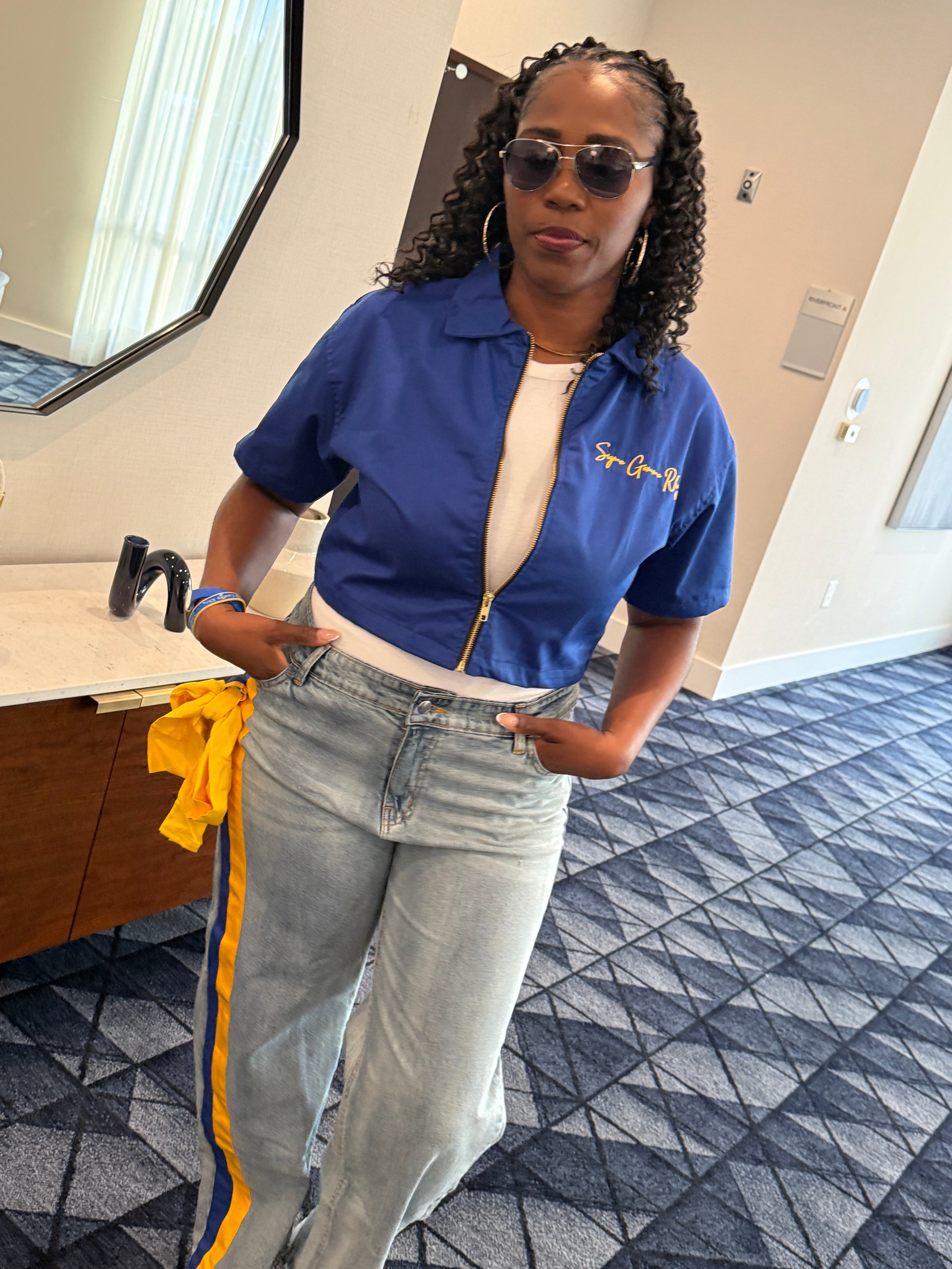 SGRHO in Blue & Gold Striped Jeans