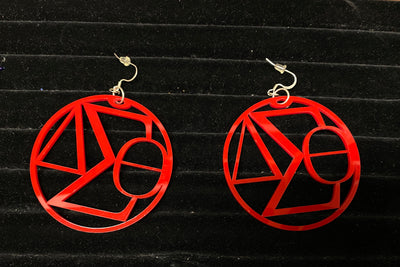 Red circle Delta earrings