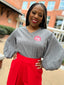 Bubble Sleeve  V neck blouse- Delta Sigma Theta