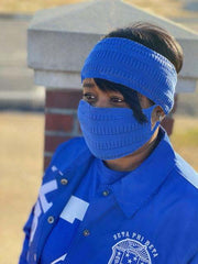 Royal Blue Knit Set-Headband and Mask Set