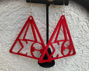 Red Delta Pyramid or Circle Earrings