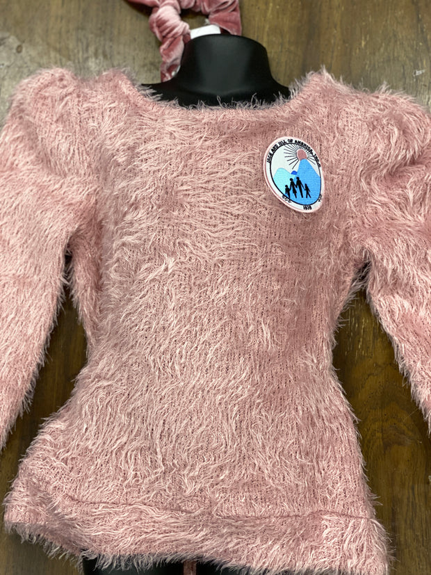 JJOA Sweater-Fuzzy w/Hair Scrunchy