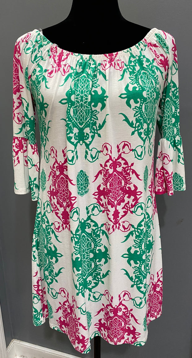 PINK AND GREEN PRINT DRESS/TOP
