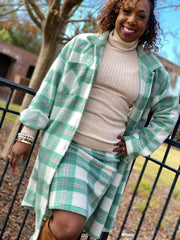 Pink and Green plaid flannel Shacket